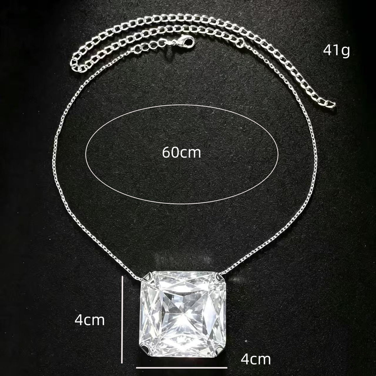 Statement Iridescent Square Glass Necklace