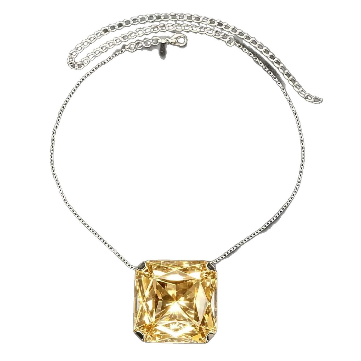 Statement Iridescent Square Glass Necklace