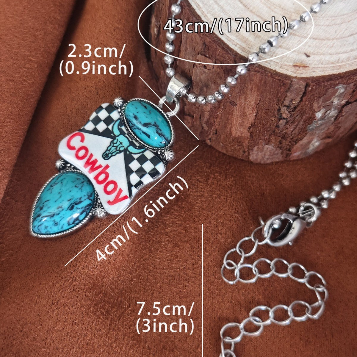 Vintage Western Cowboy Checkered Necklace, Earring & Ring Set