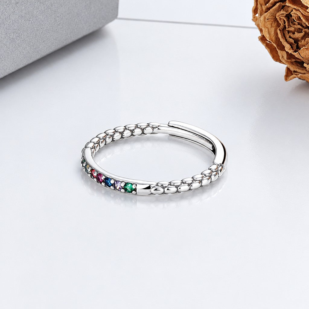 Dainty Rainbow Zirconia Snake Ring