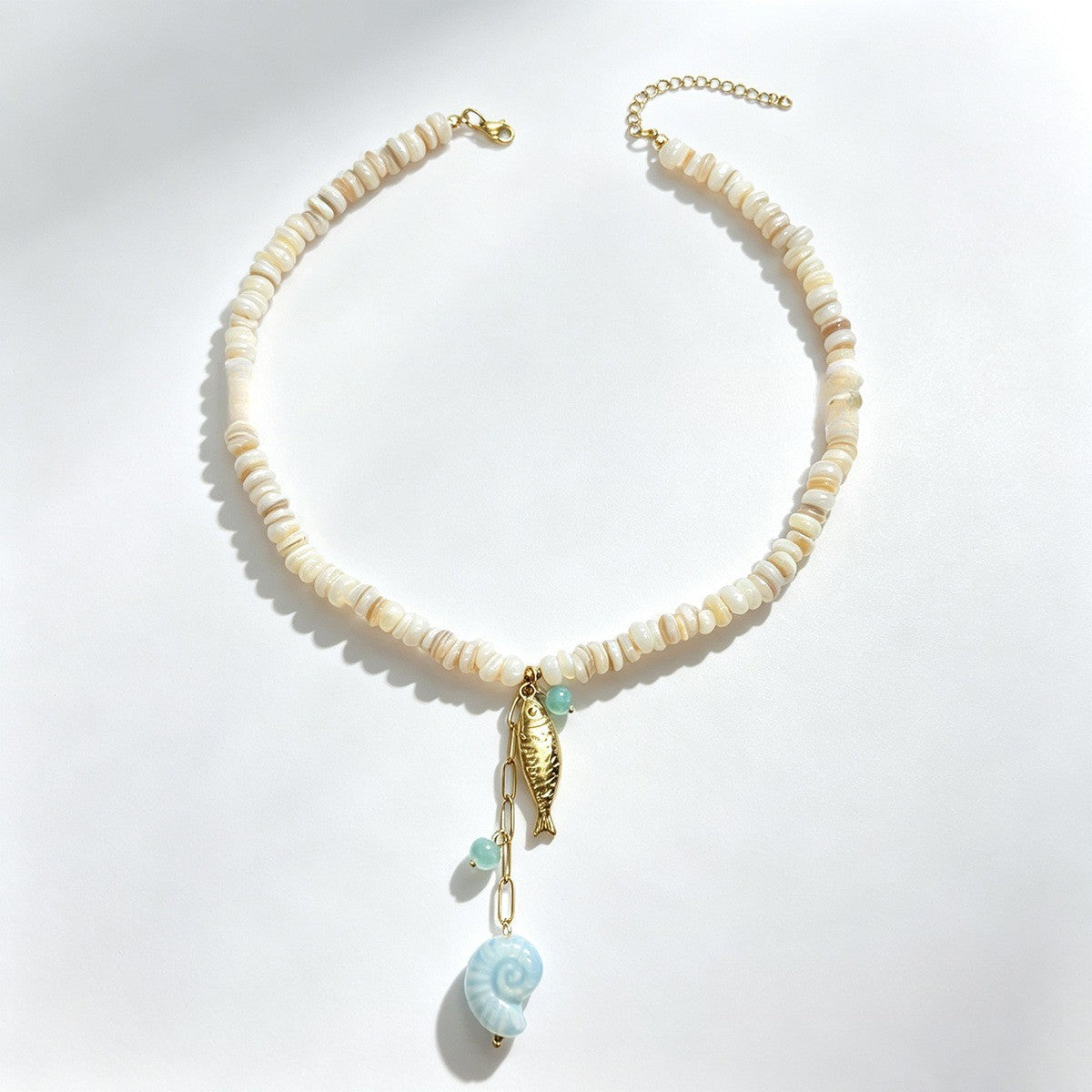 18k Boho Layered Ocean Charm Necklace