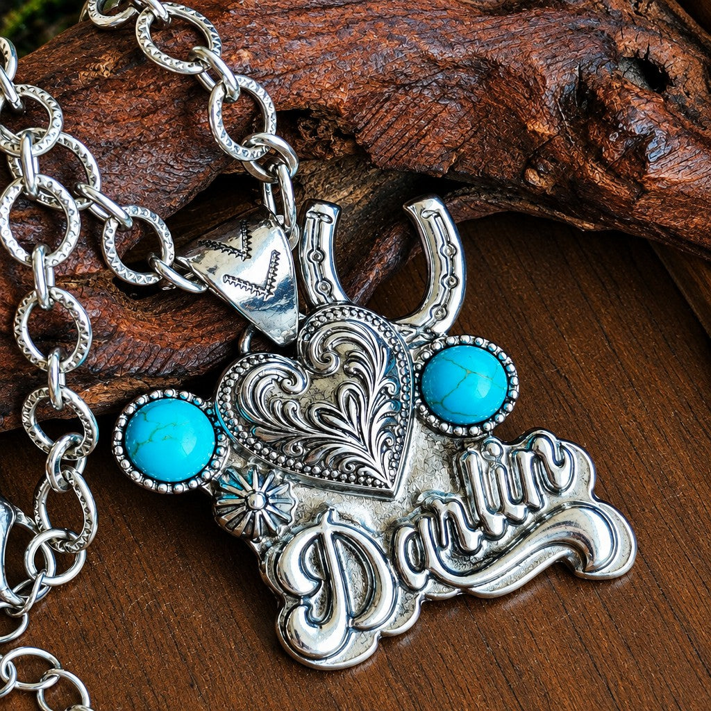 Boho Vintage Cactus & Horseshoe Necklace