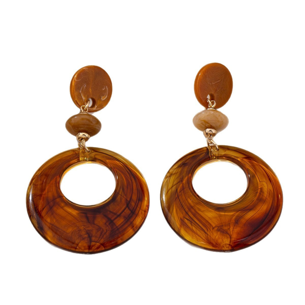 Classy Amber Marbled Acrylic Donut Earrings
