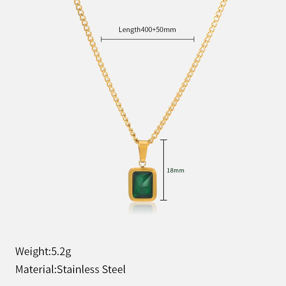 Classy Green Gemstone Lock Necklace