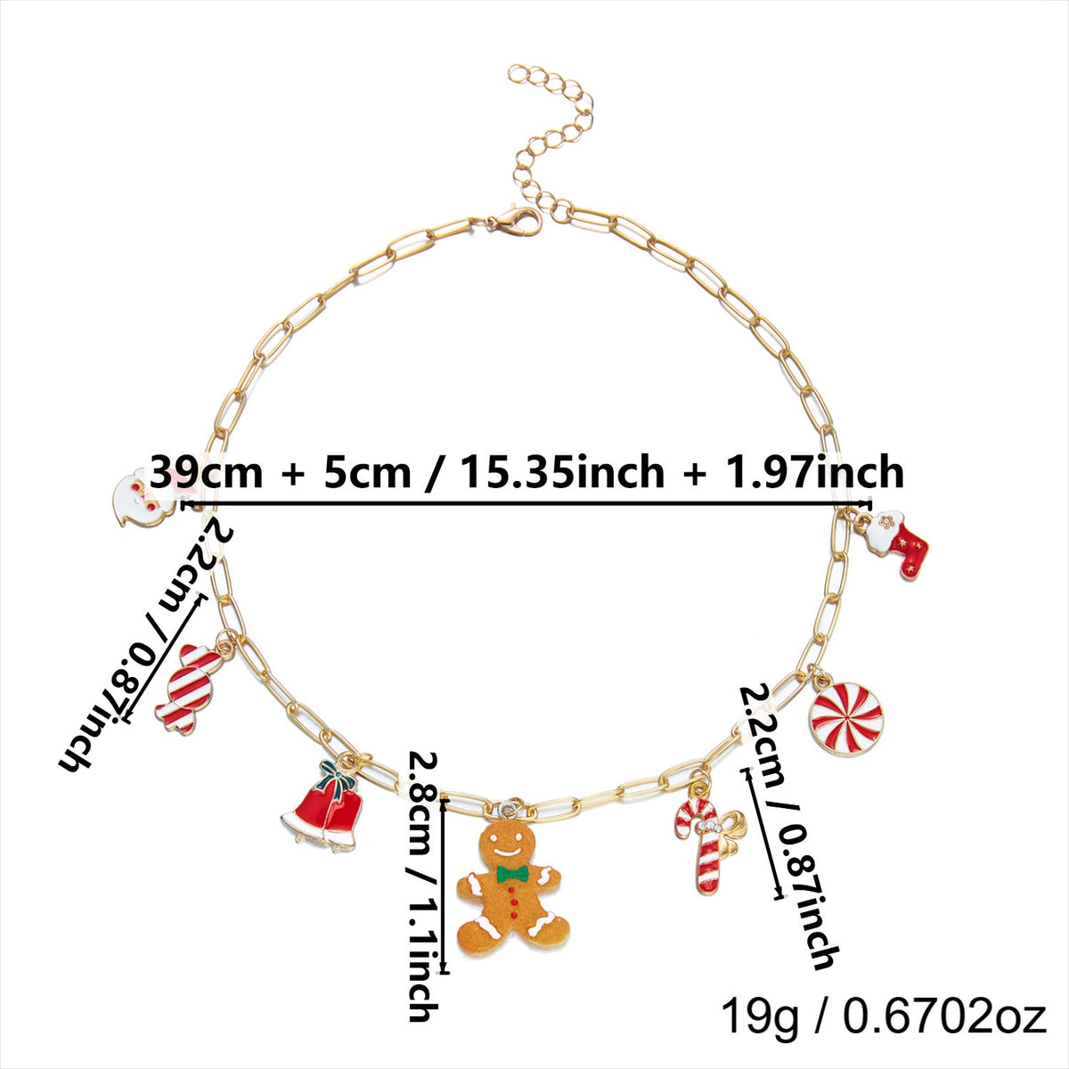 Festive Enamel Christmas Charm Necklace