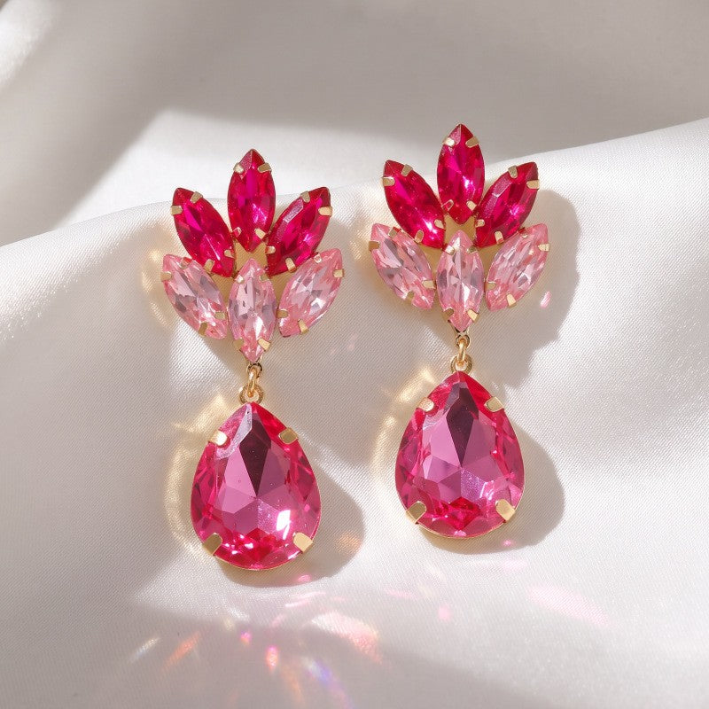Classy Pink Marquise Teardrop Earrings