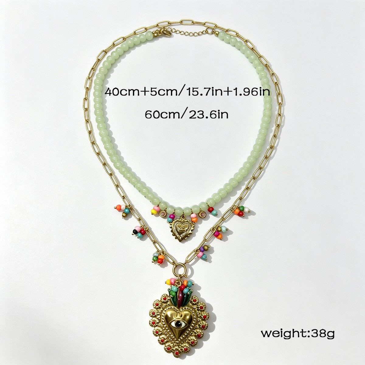 18k Boho Multi-Color Beaded Evil Eye Necklace