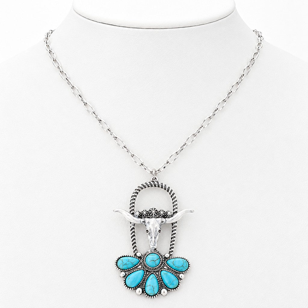 Boho Vintage Bull Skull Necklace