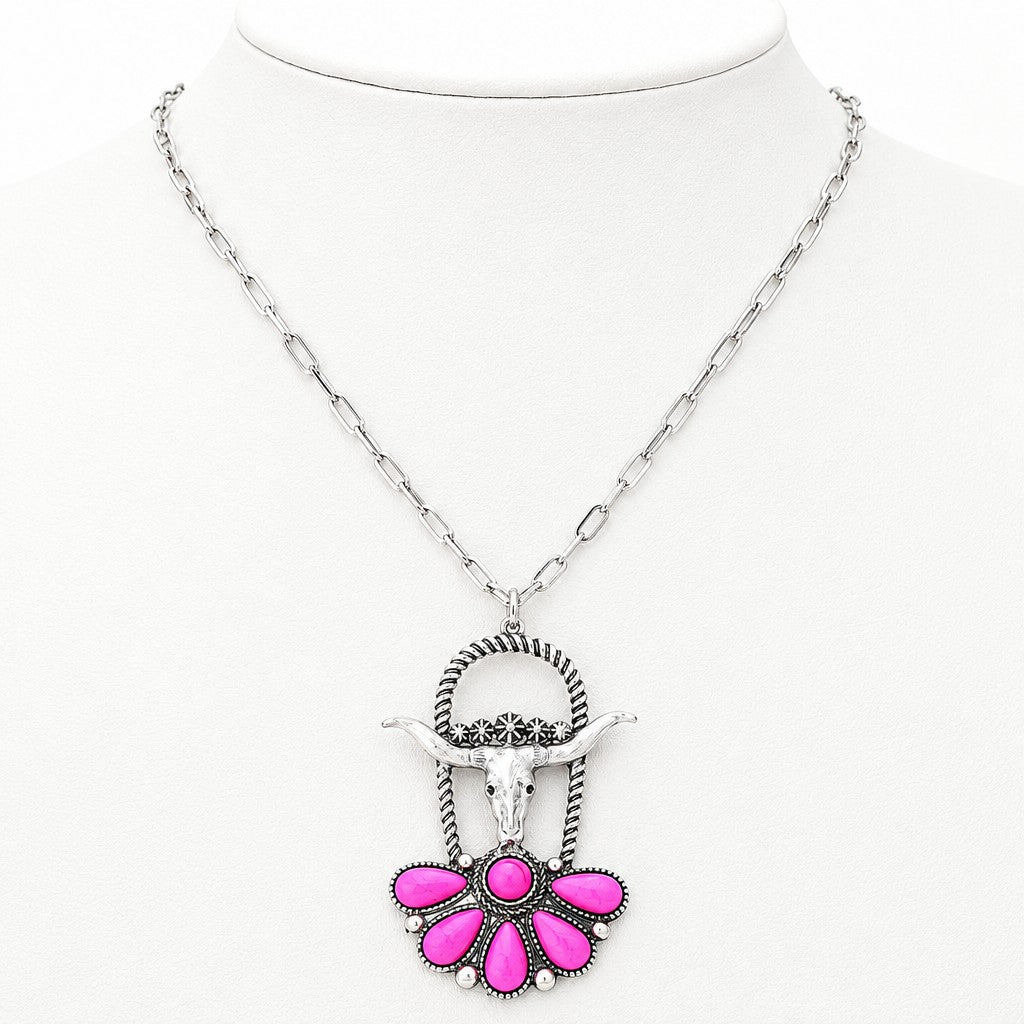Boho Vintage Bull Skull Necklace