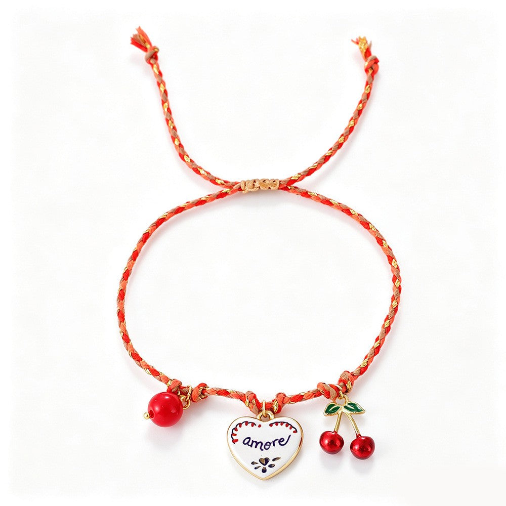 Boho Enamel Charm Cord Bracelet Set