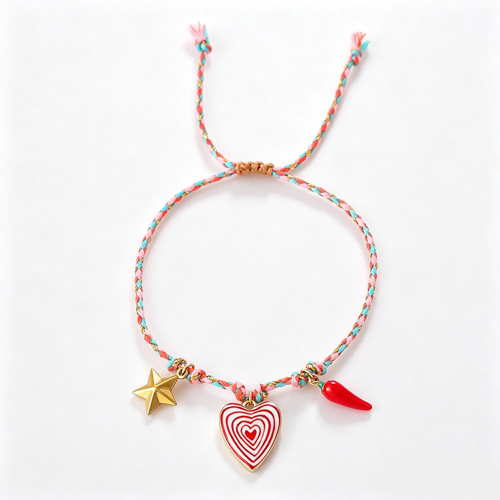 Boho Enamel Charm Cord Bracelet Set