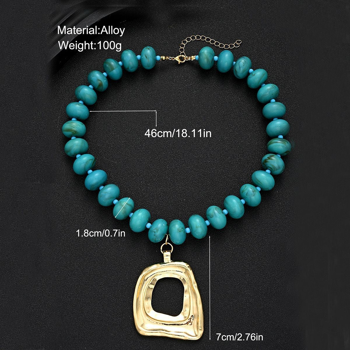Boho Turquoise Beaded Geometric Necklace