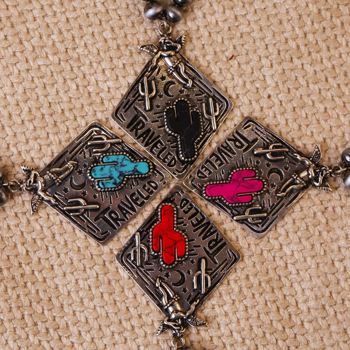 Boho Vintage Cactus Beaded Necklace