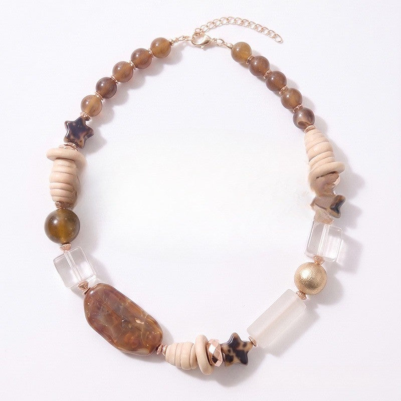 Boho Amber Acrylic Star Bead Necklace