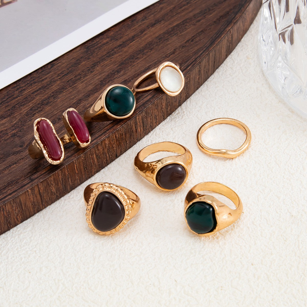 Boho Irregular Resin Ring Set