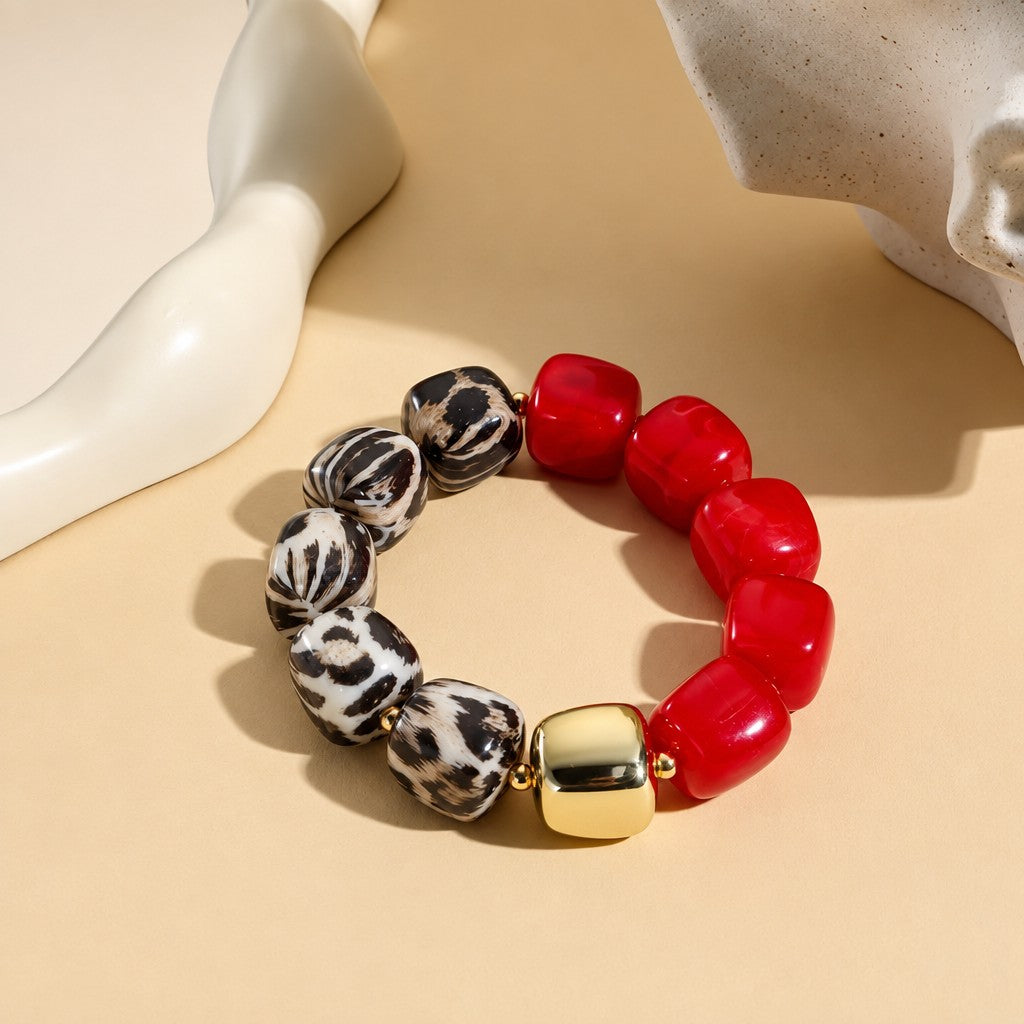 Classy Animal Print Resin Cube Bracelet