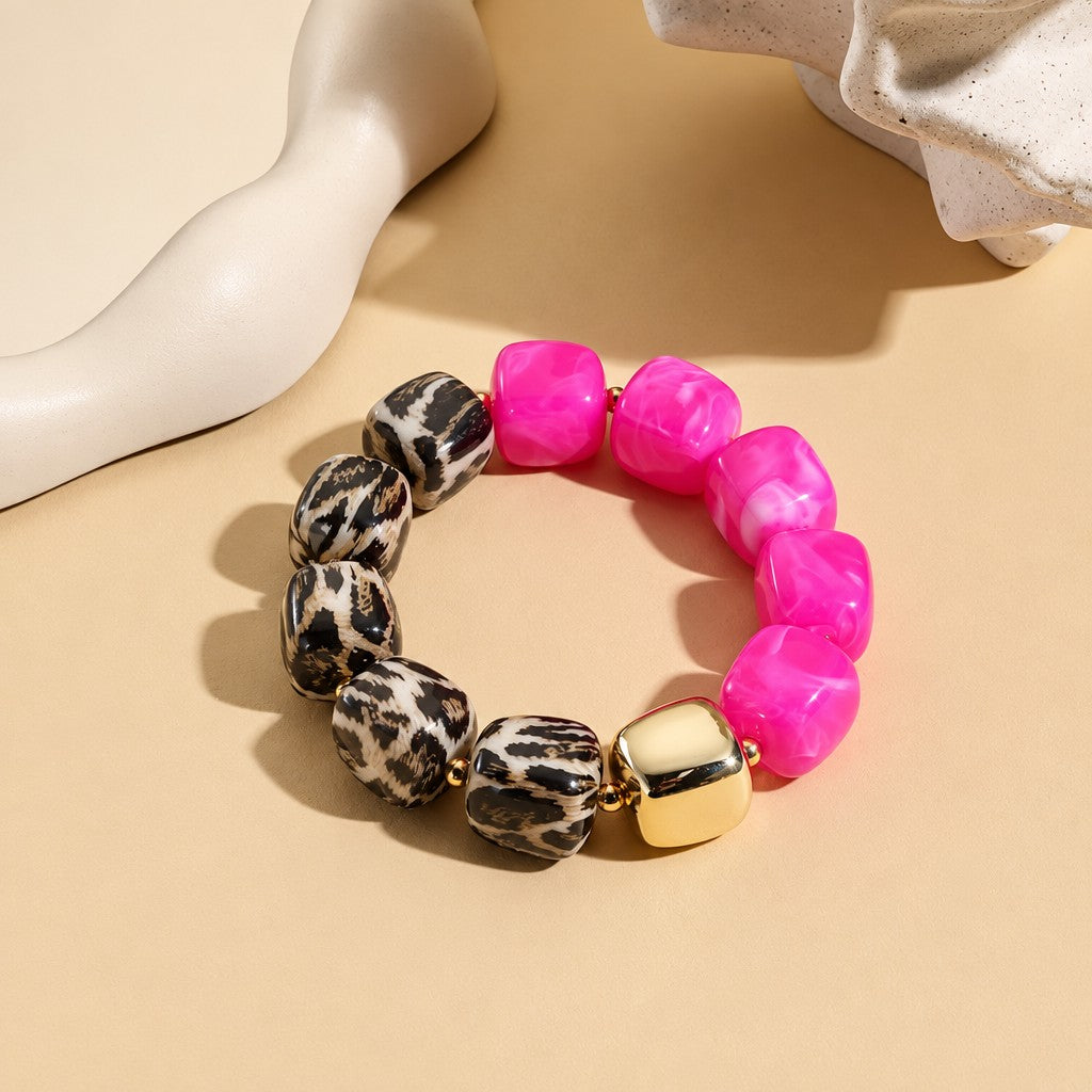 Classy Animal Print Resin Cube Bracelet