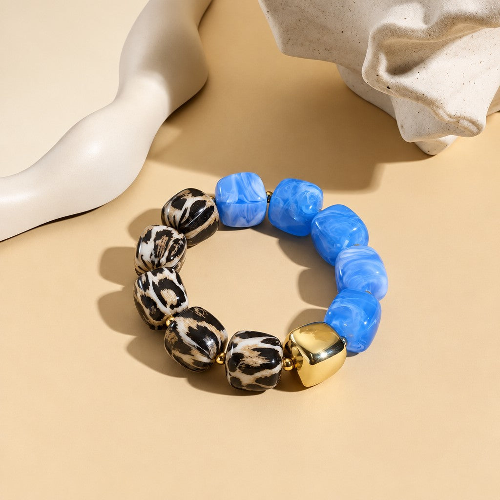 Classy Animal Print Resin Cube Bracelet