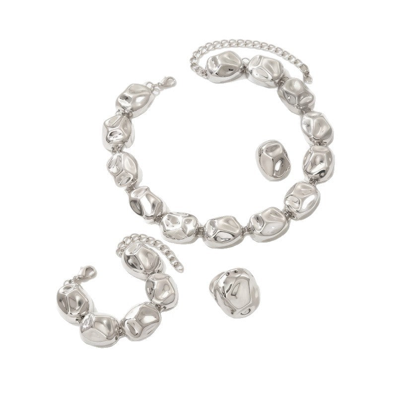 Classy Irregular Geometric Necklace, Bracelet & Earring Set