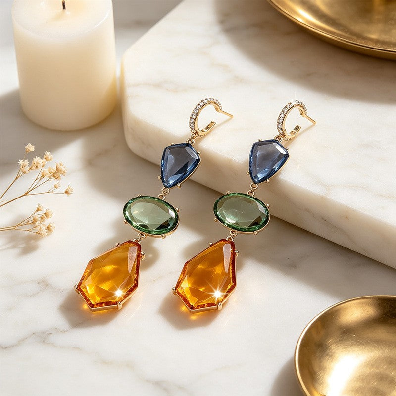 Classy Multicolor Geometric Dangle Earrings