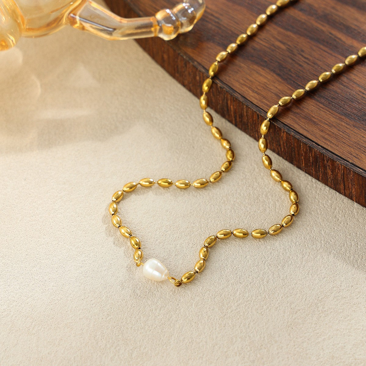Dainty Faux Pearl Station Necklace