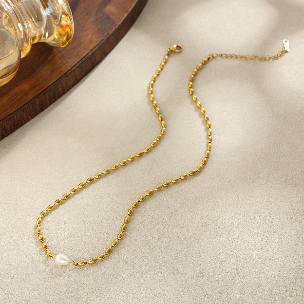 Dainty Faux Pearl Station Necklace