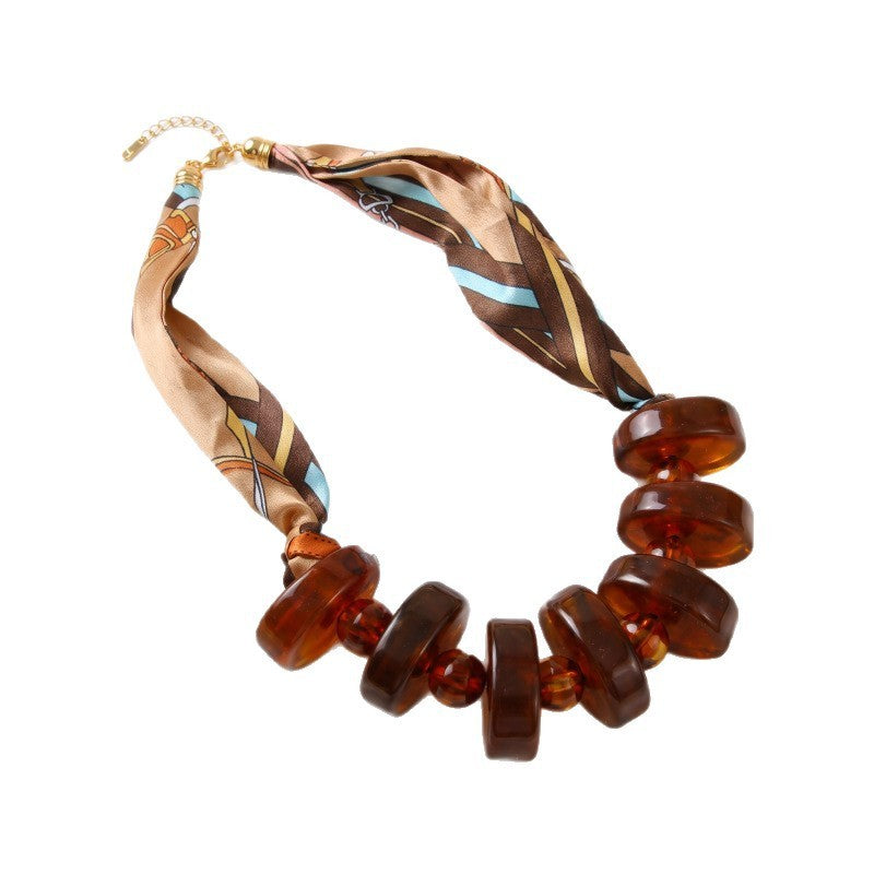 Boho Leopard Print Resin Bead Necklace