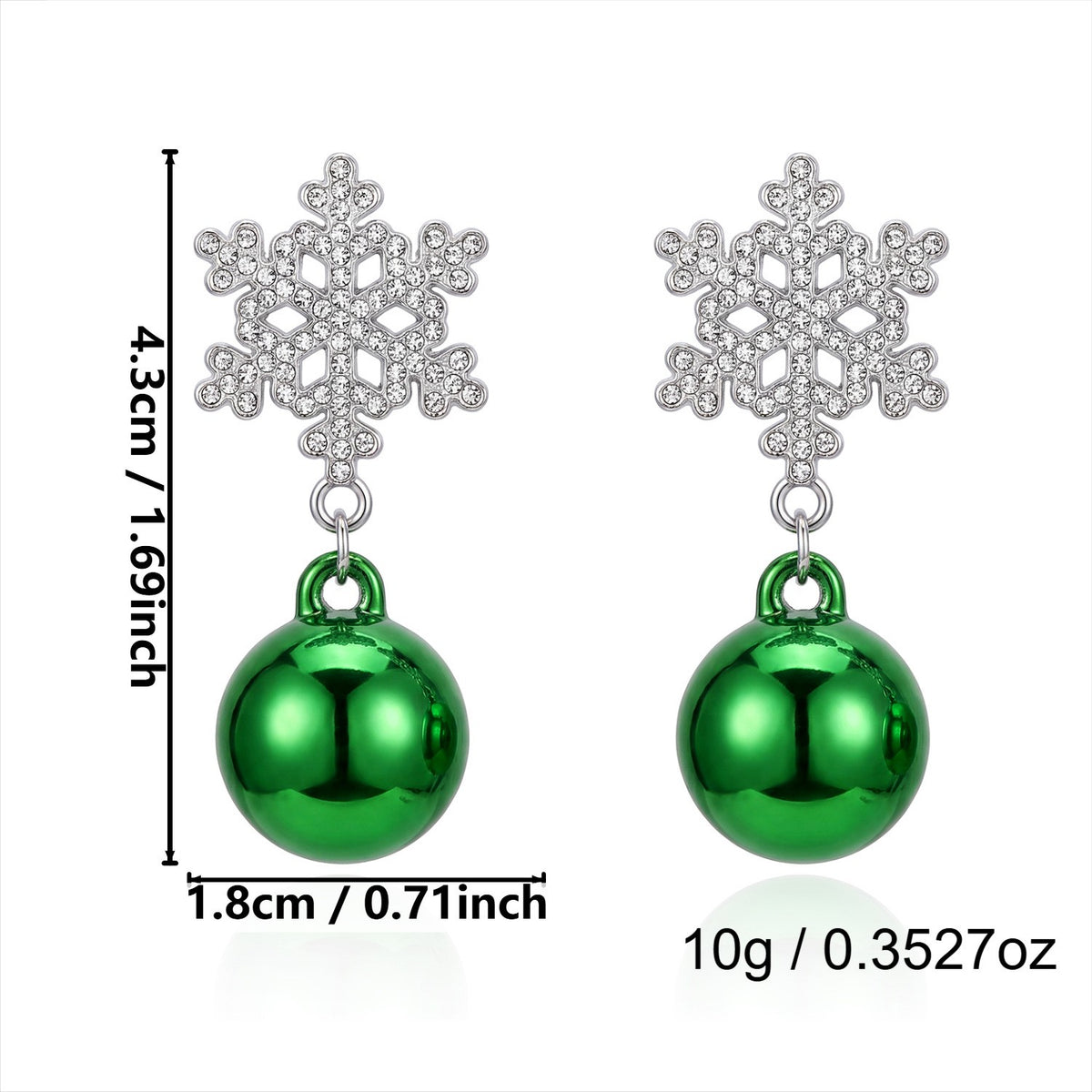 Festive Green Bow Quicksand Ball Earrings