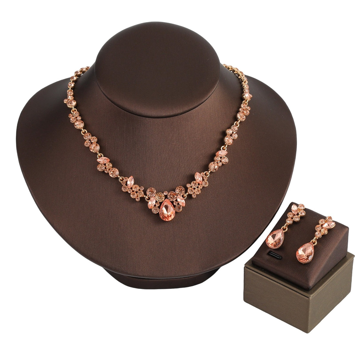 Elegant Emerald Floral Teardrop Necklace & Earring Set