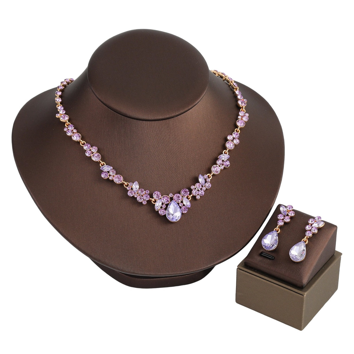 Elegant Emerald Floral Teardrop Necklace & Earring Set