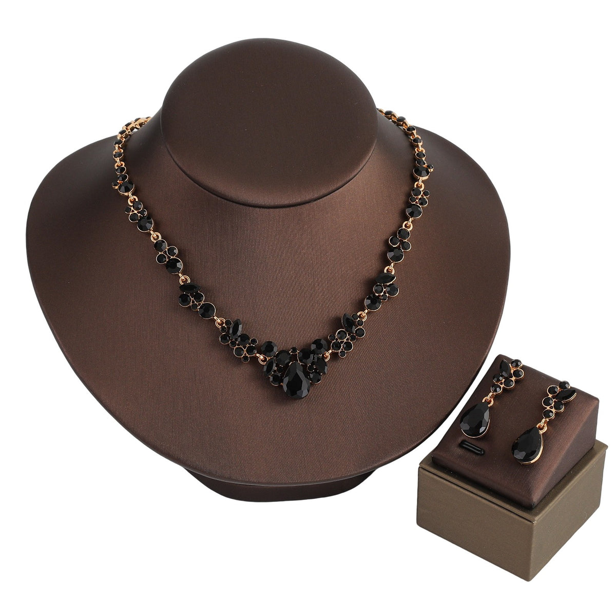 Elegant Emerald Floral Teardrop Necklace & Earring Set