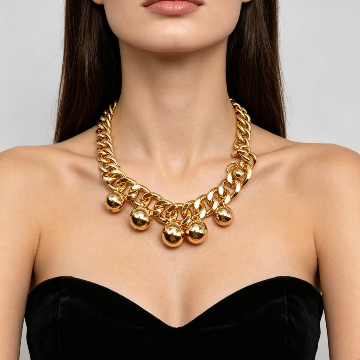 Classy Chunky Sphere Charm Necklace