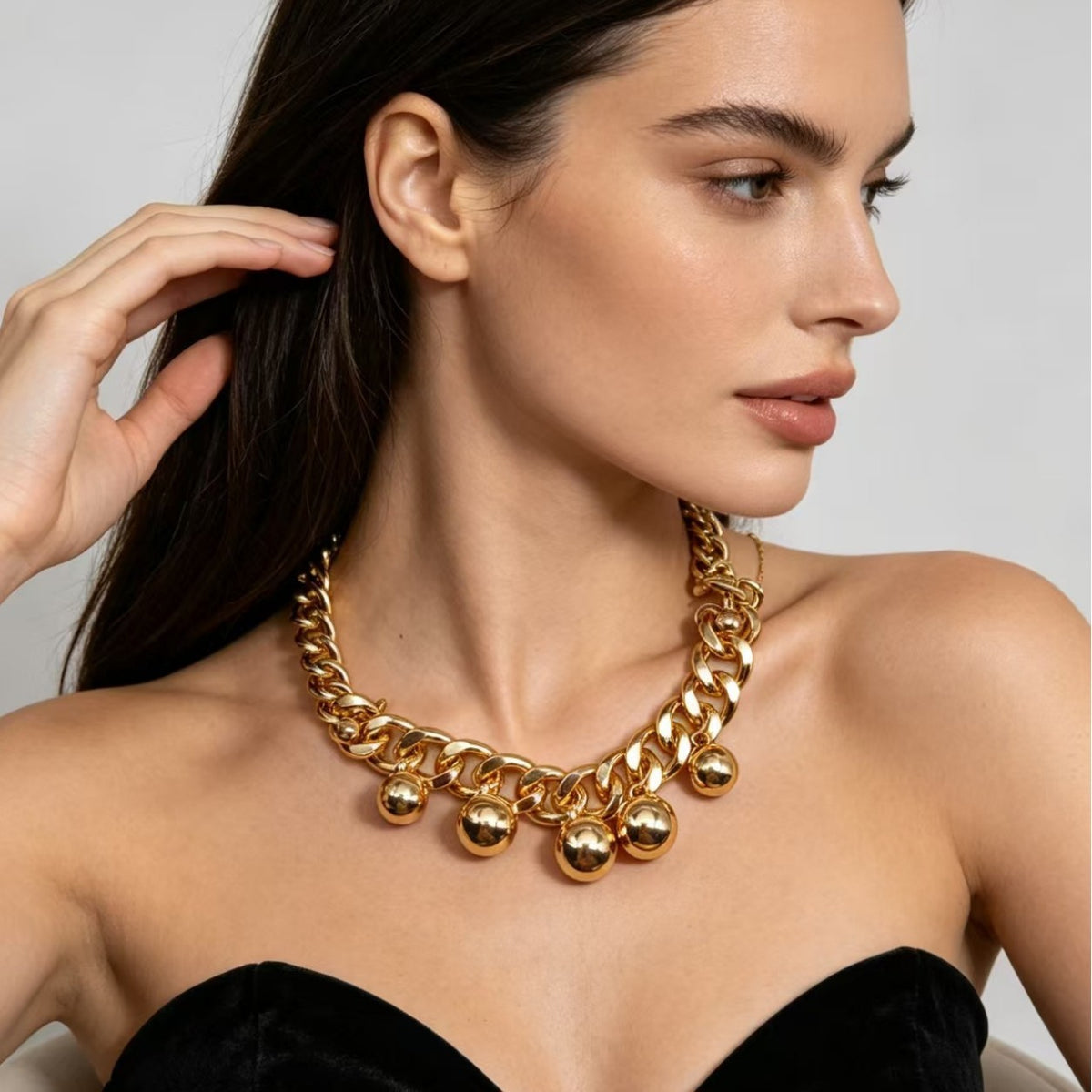 Classy Chunky Sphere Charm Necklace