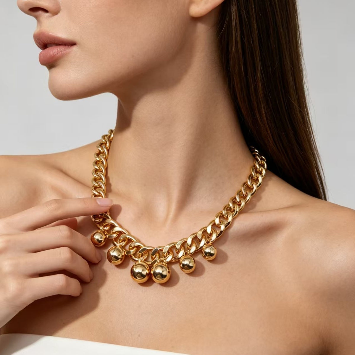 Classy Chunky Sphere Charm Necklace