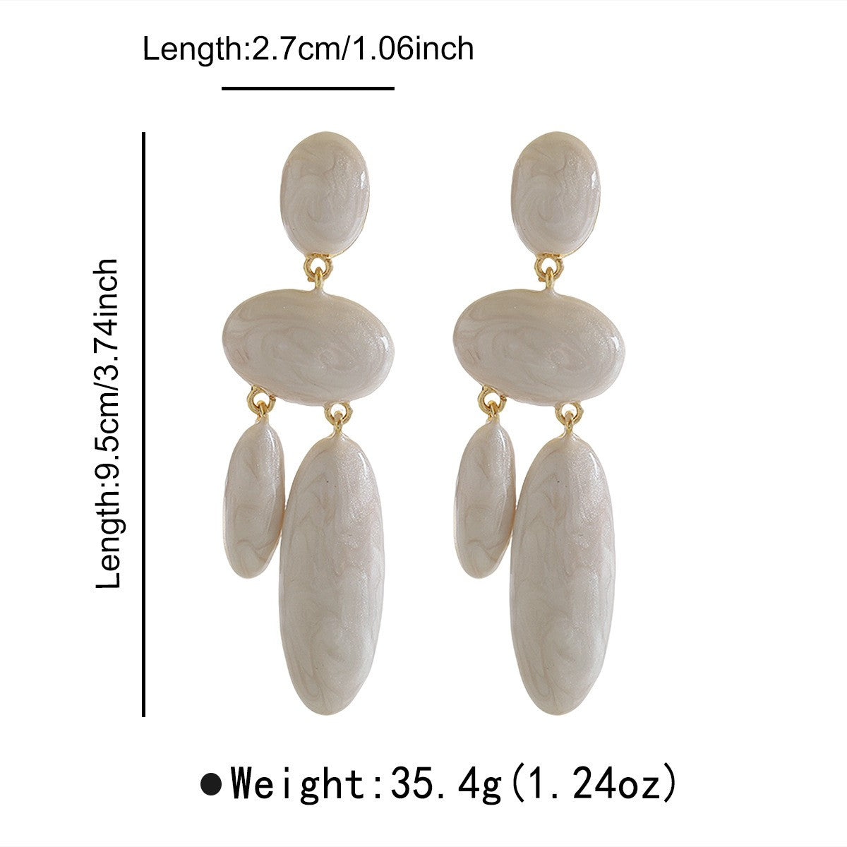 Vintage White Marble Geometric Dangle Earrings
