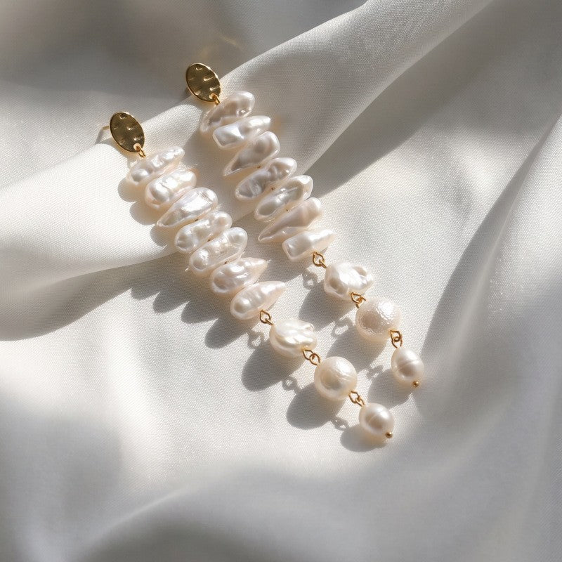 Classy Stacked Baroque Faux Pearl Drop Earrings