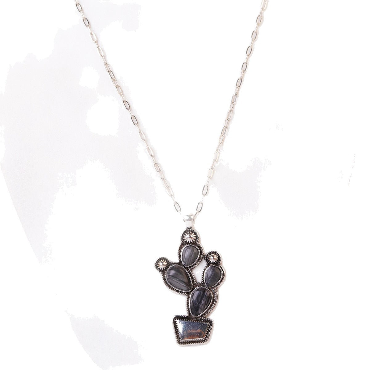 Boho Vintage Turquoise Cactus Pendant Necklace