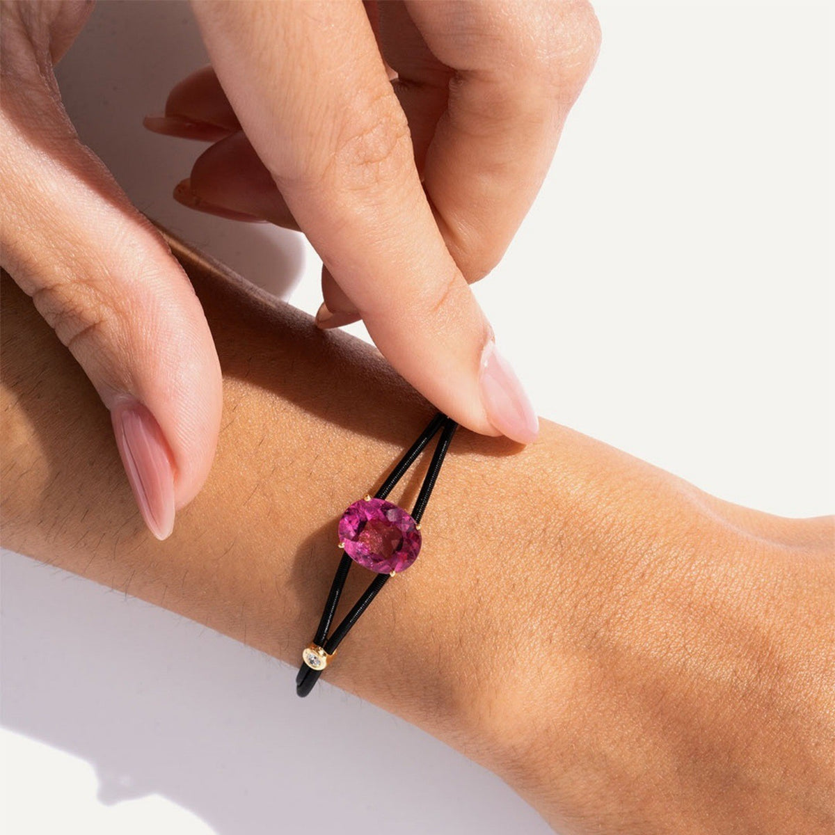 Dainty Double Cord Teardrop Gemstone Bracelet