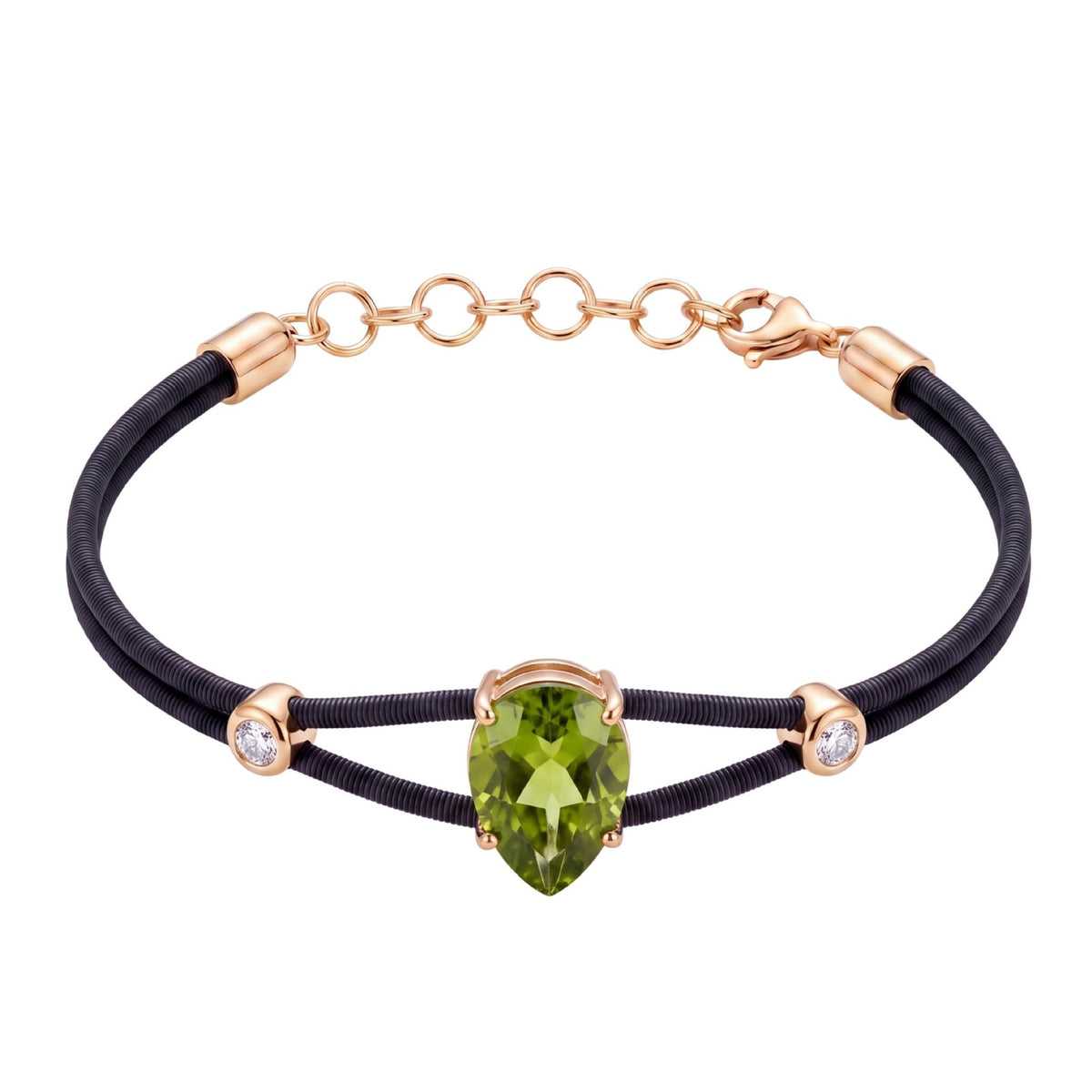 Dainty Double Cord Teardrop Gemstone Bracelet
