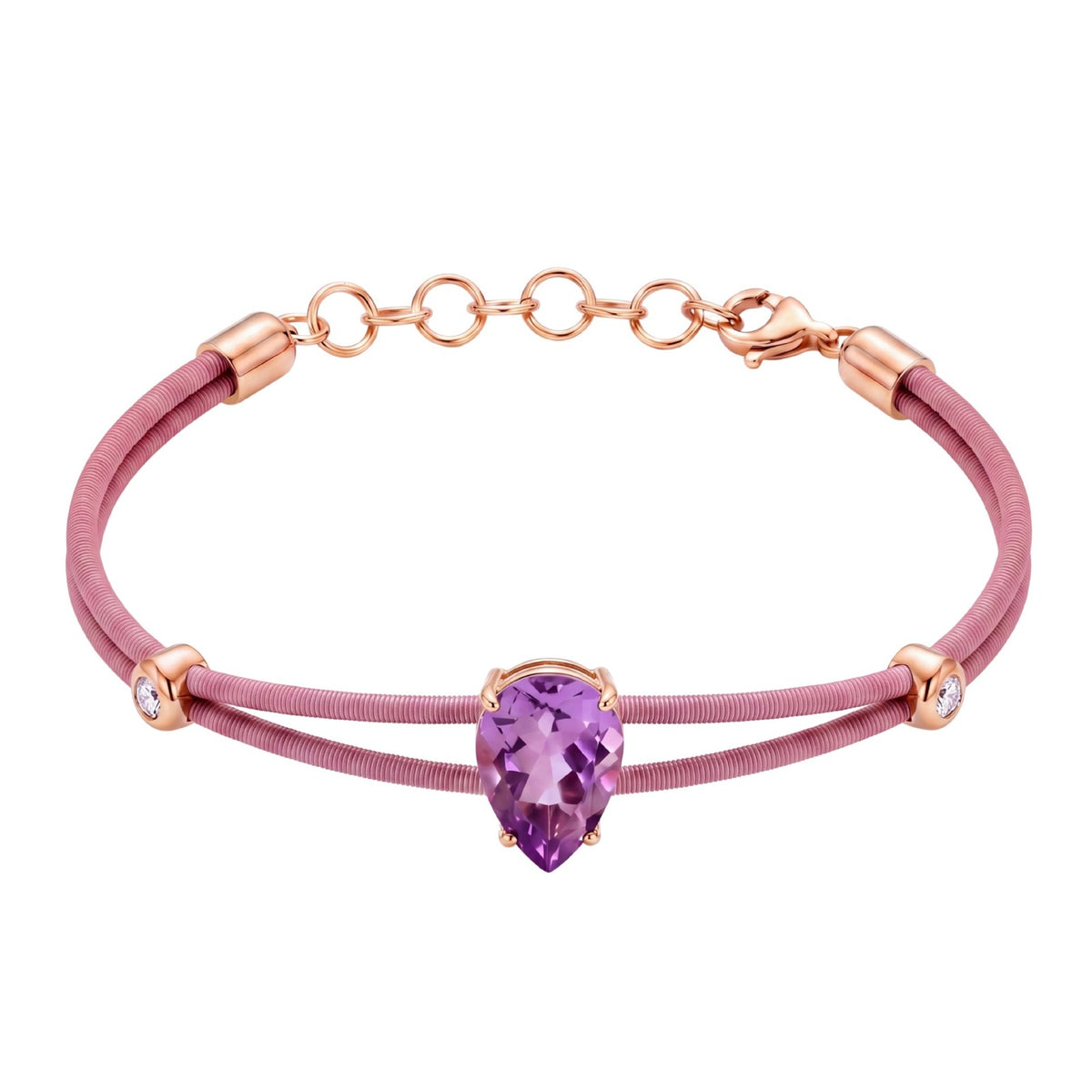 Dainty Double Cord Teardrop Gemstone Bracelet