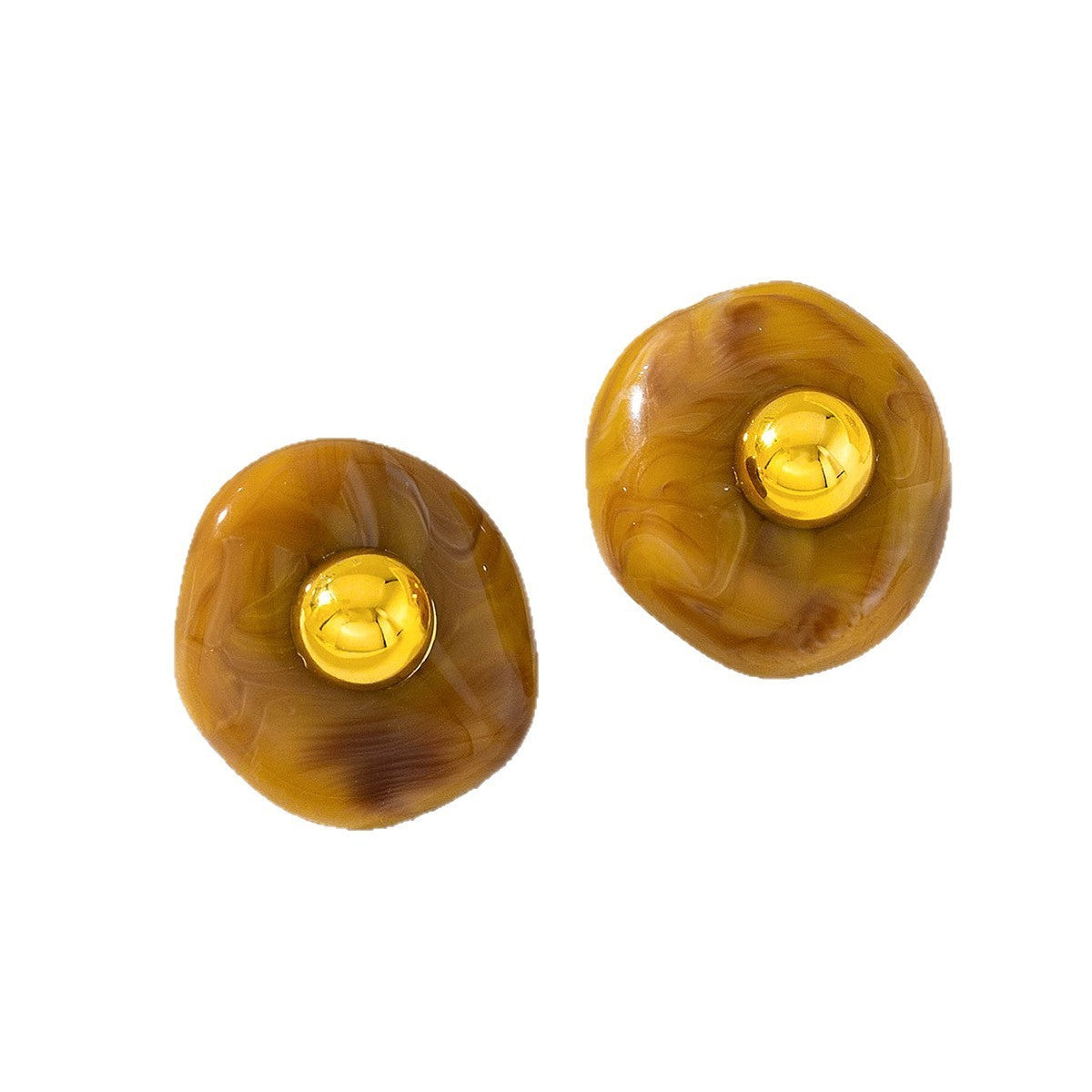 Classy French Vintage Amber Resin Stud Earrings