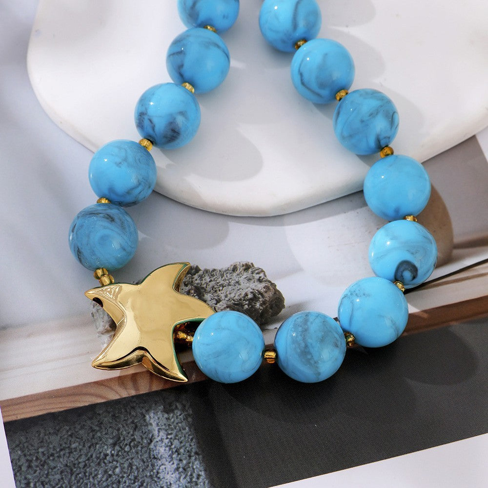Boho Faux Turquoise Star Pendant Necklace