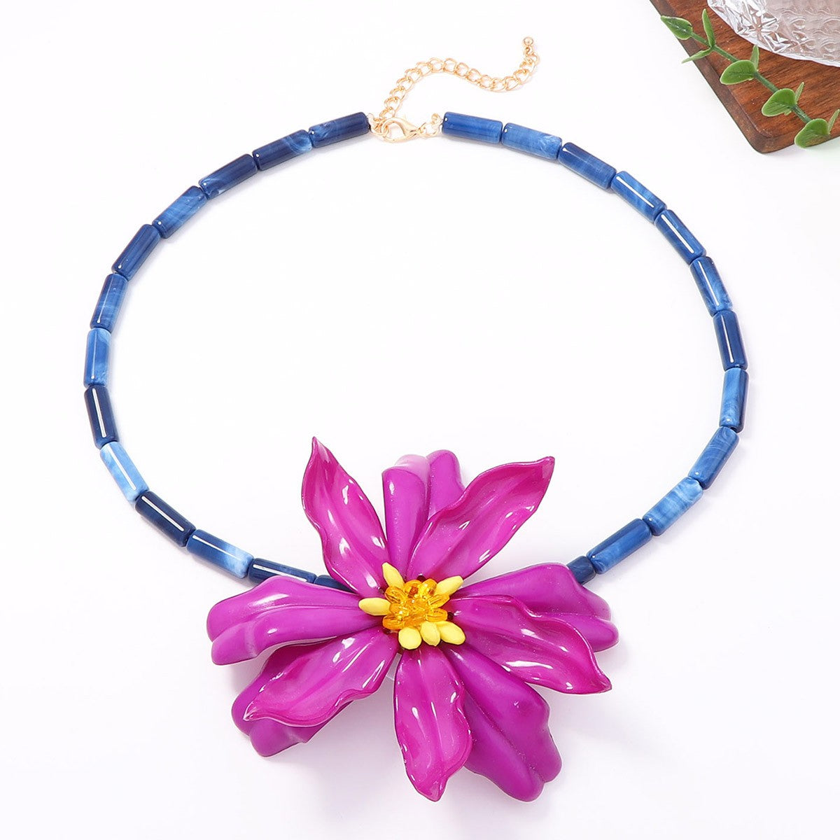 Boho Colorful Resin Flower Statement Necklace