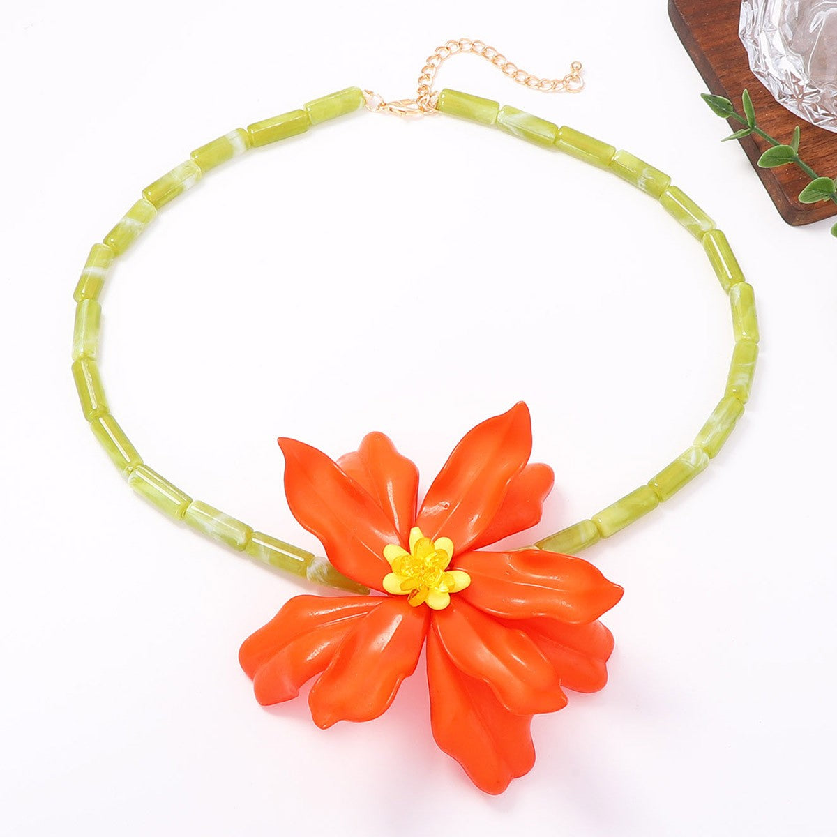 Boho Colorful Resin Flower Statement Necklace