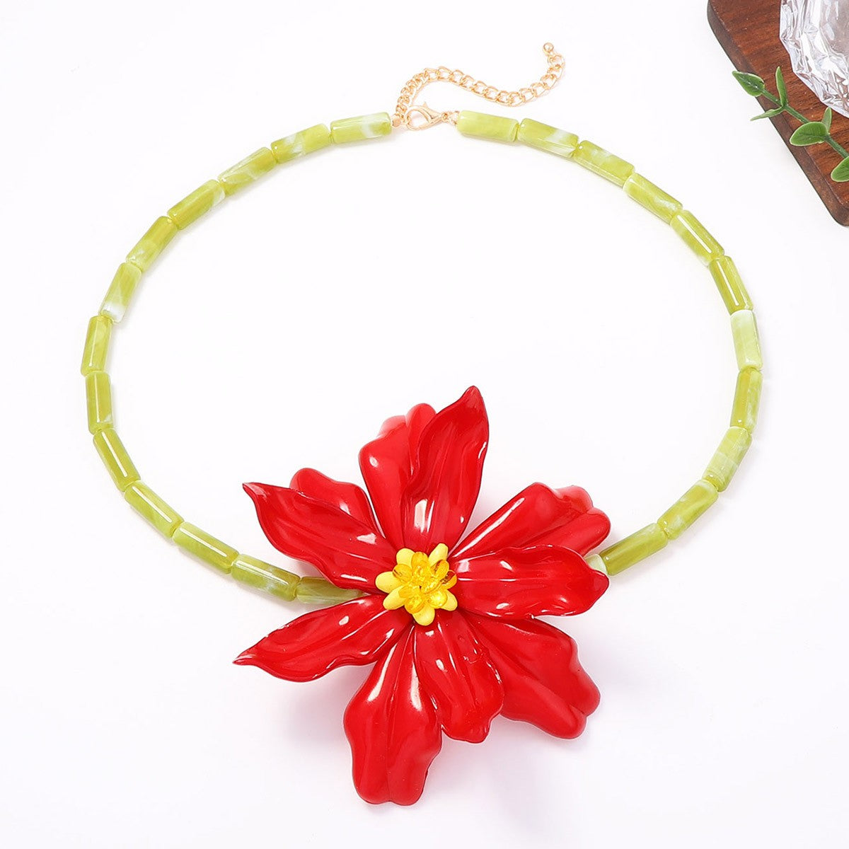Boho Colorful Resin Flower Statement Necklace