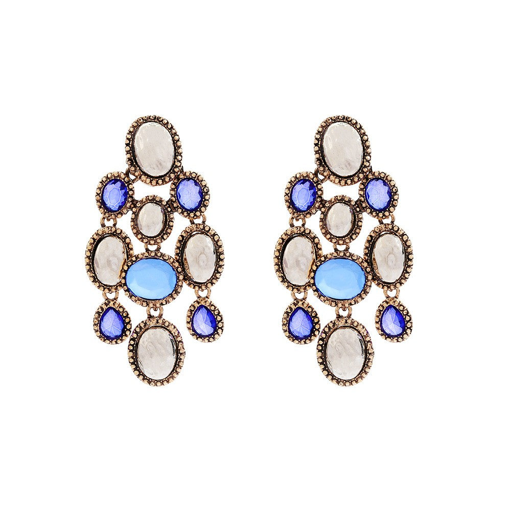 Vintage Inspired Geometric Glass Stone Earrings