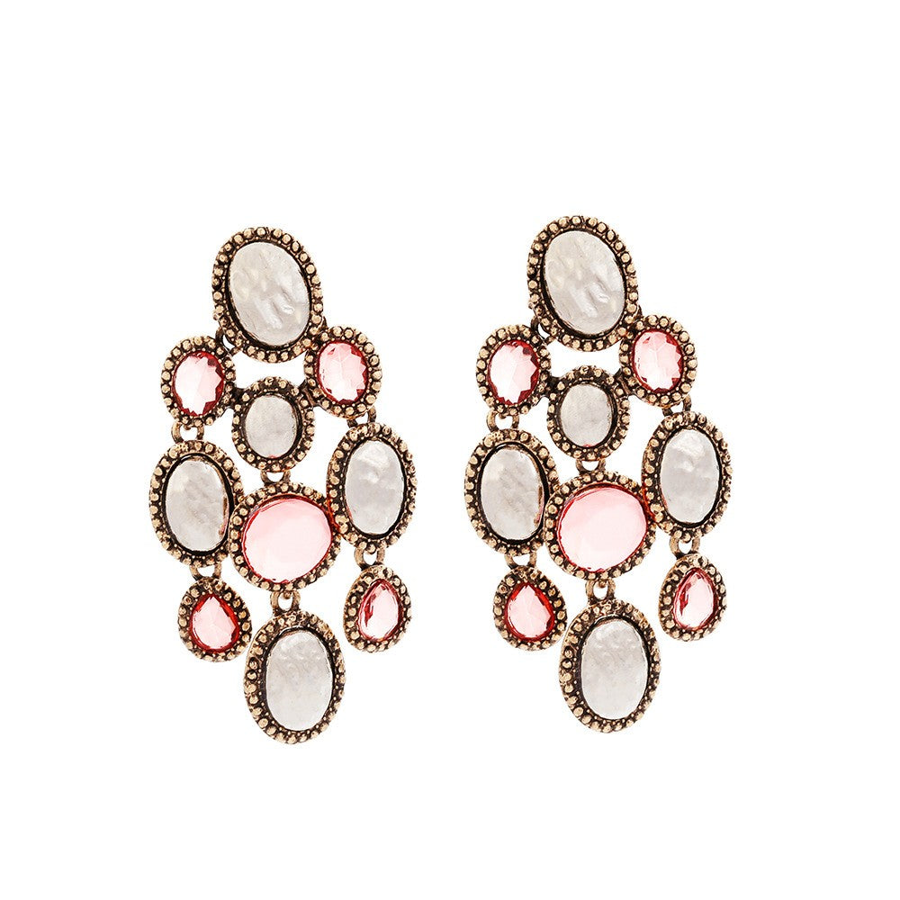 Vintage Inspired Geometric Glass Stone Earrings