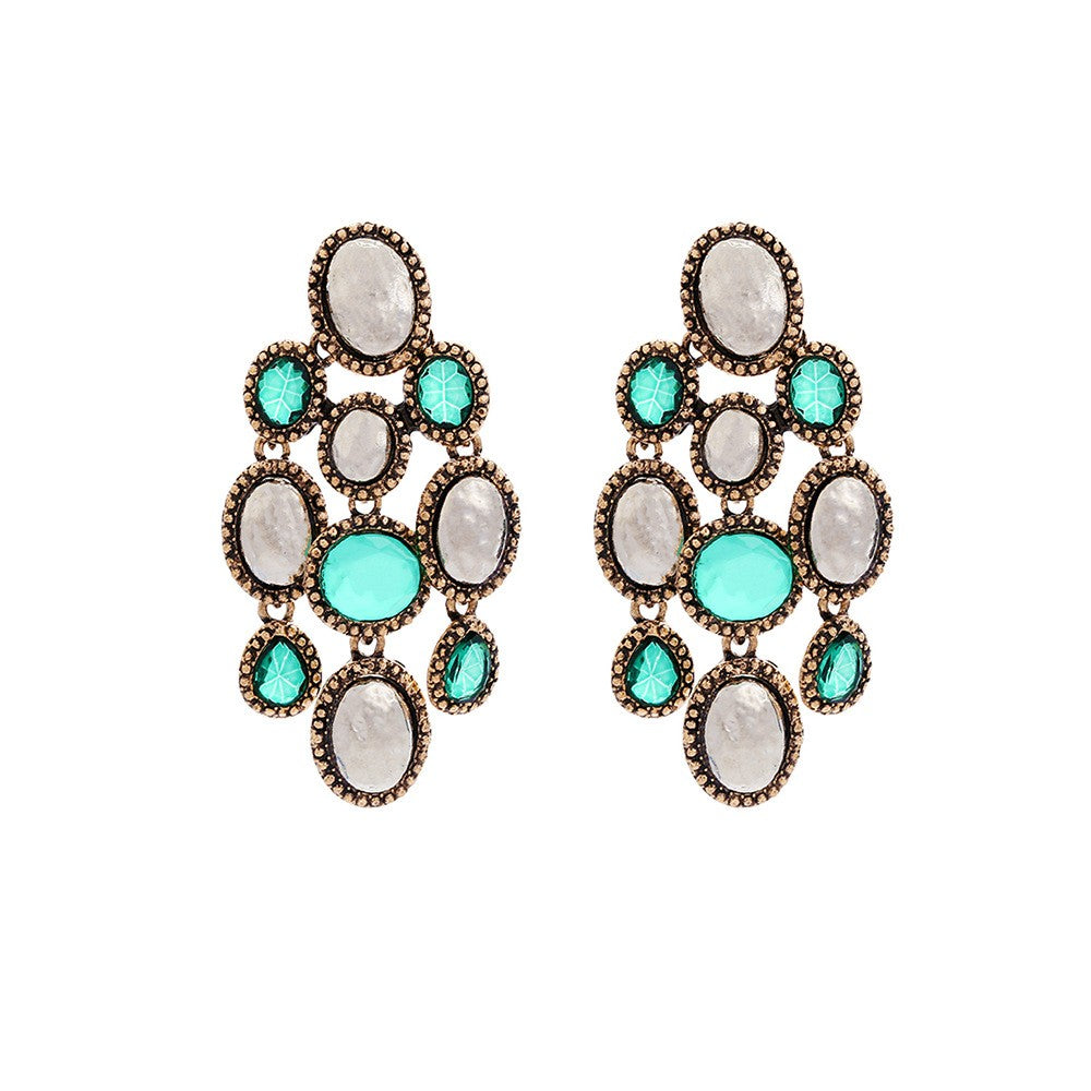 Vintage Inspired Geometric Glass Stone Earrings