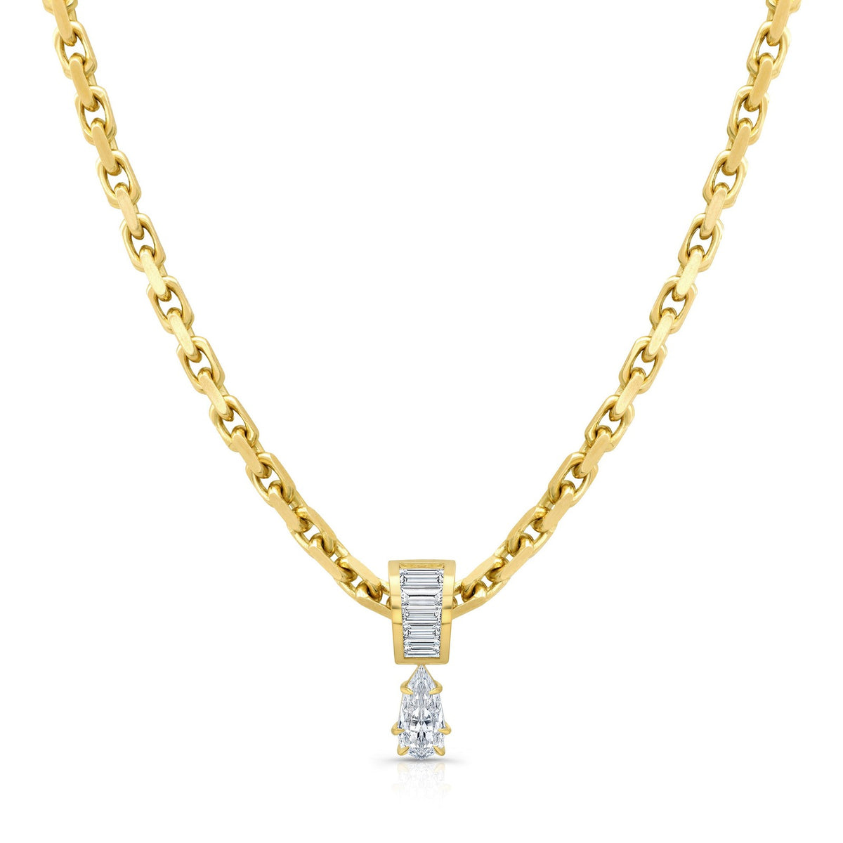 Classy Dual Chain Pear Pendant Necklace