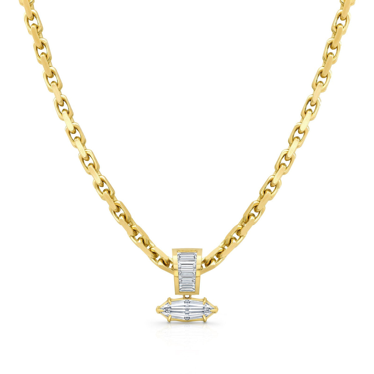 Classy Dual Chain Pear Pendant Necklace